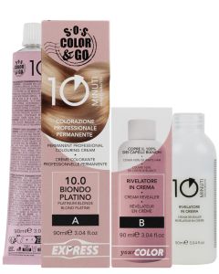 Sos Color&Go set permanent professional 10 min colouring cream - 10.0 Platinum blonde