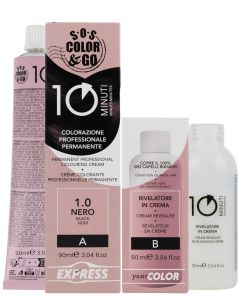 Sos Color&Go set permanent professional 10 min colouring cream - 1.0 Black