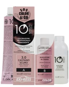 Sos Color&Go set permanent professional 10 min colouring cream - 3.0 Dark chestnut