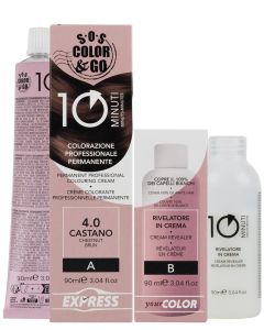 Sos Color&Go set permanent professional 10 min colouring cream - 4.0 Chestnut